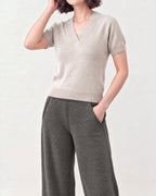 Cotton Blend V Neck Top