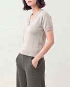 Cotton Blend V Neck Top