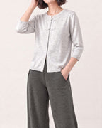 Cotton Blend Round Neck Cardigan