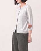 Cotton Blend Round Neck Cardigan