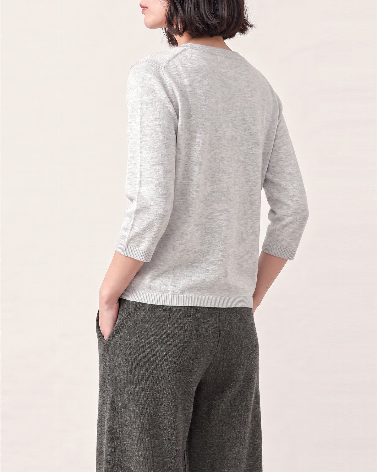 Cotton Blend Round Neck Cardigan