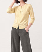 Cotton Blend Round Neck Cardigan