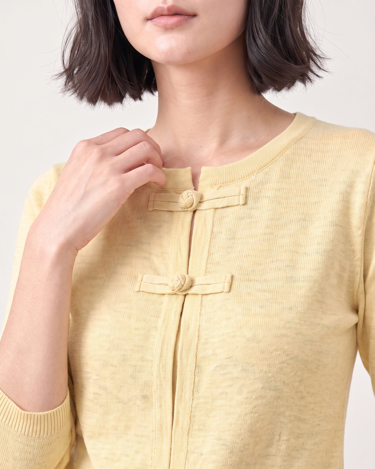 Cotton Blend Round Neck Cardigan