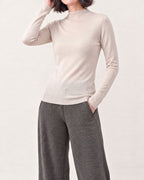 Cotton Silk Mock Neck Pullover