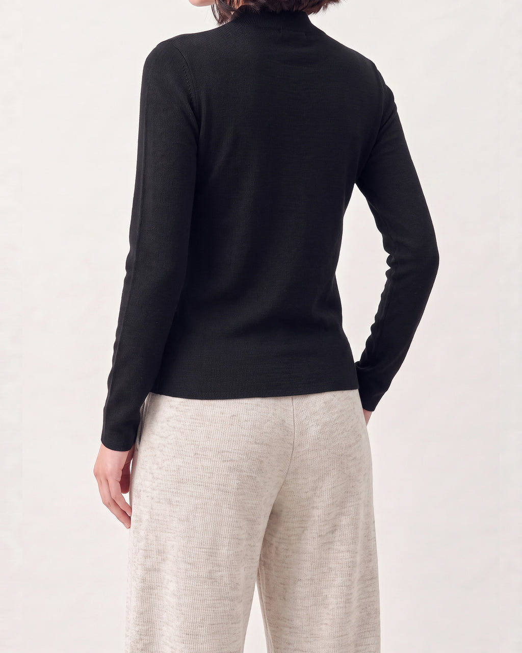 Cotton Silk Mock Neck Pullover