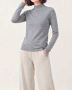 Cotton Silk Mock Neck Pullover