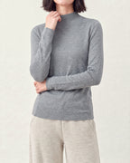 Cotton Silk Mock Neck Pullover