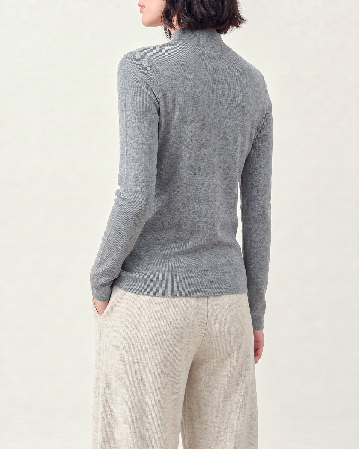 Cotton Silk Mock Neck Pullover