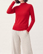 Cotton Silk Mock Neck Pullover