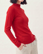 Cotton Silk Mock Neck Pullover