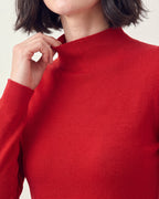 Cotton Silk Mock Neck Pullover