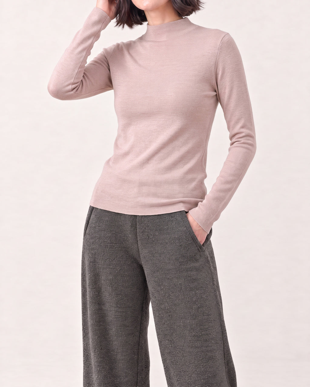 Cotton Silk Mock Neck Pullover