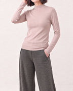 Cotton Silk Mock Neck Pullover