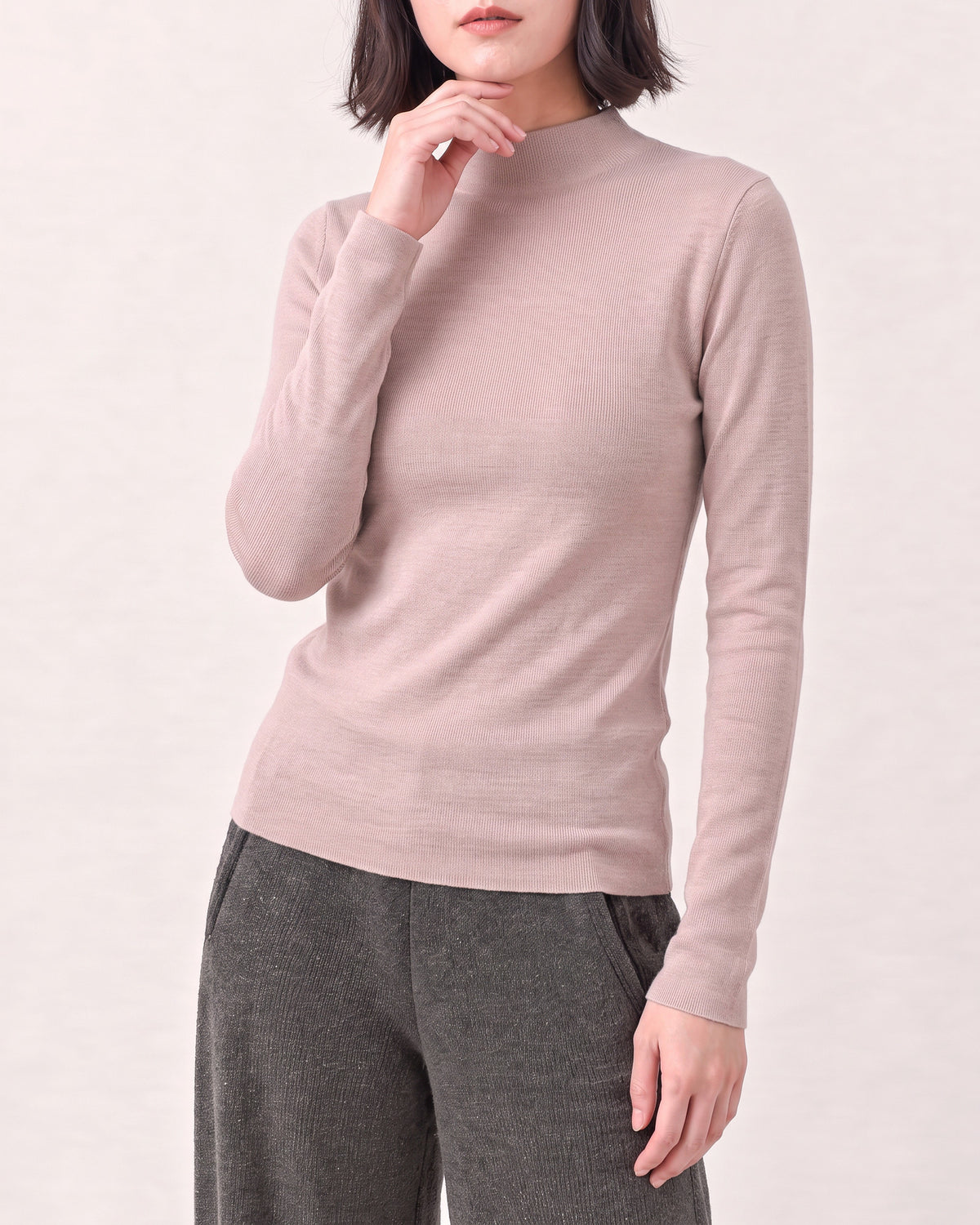 Cotton Silk Mock Neck Pullover