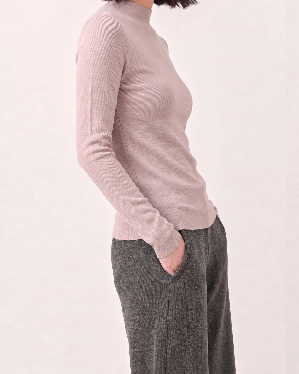 Cotton Silk Mock Neck Pullover