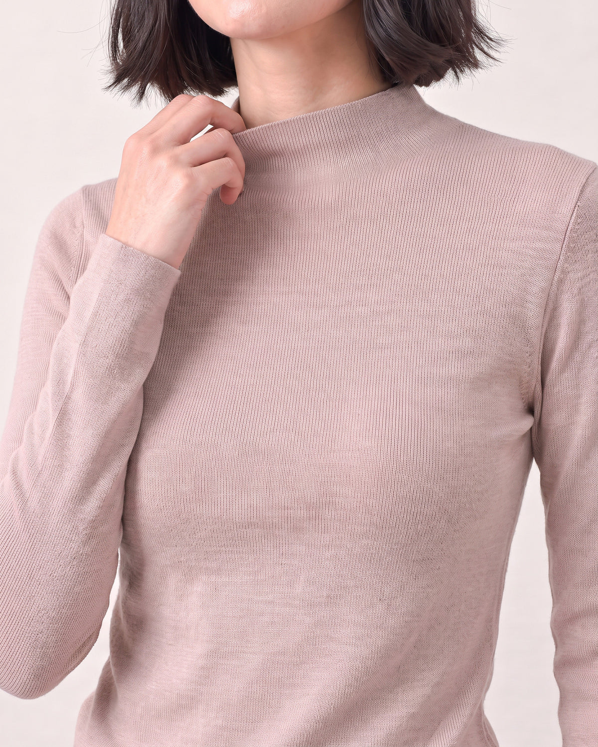Cotton Silk Mock Neck Pullover