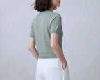 Cotton Short Sleeves Cardigan with Shirt Collar