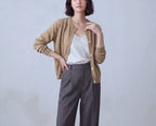 Cotton Round Neck Cardigan With French Cuff