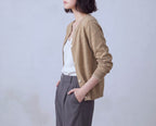 Cotton Round Neck Cardigan With French Cuff