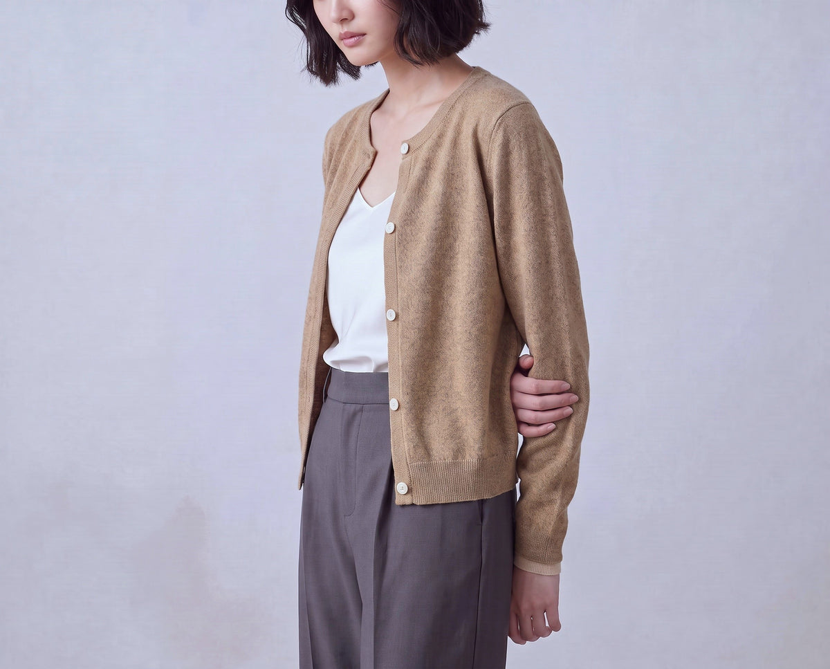 Cotton Round Neck Cardigan With French Cuff