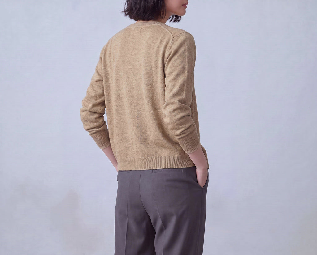 Cotton Round Neck Cardigan With French Cuff
