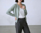 Cotton Round Neck Cardigan With French Cuff