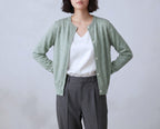 Cotton Round Neck Cardigan With French Cuff