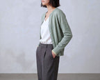 Cotton Round Neck Cardigan With French Cuff