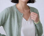 Cotton Round Neck Cardigan With French Cuff