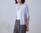 Cotton Round Neck Cardigan With French Cuff