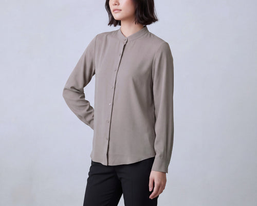 Silk Stand up Collar Shirt