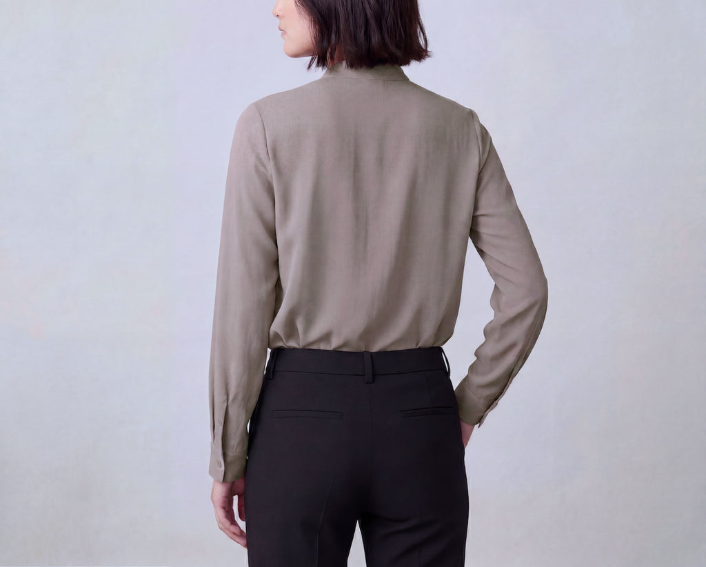 Silk Blend Stand up Collar Shirt