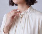 Silk Round Gather Collar Shirt