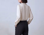 Silk Round Gather Collar Shirt