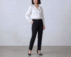 Silk Ruffle V Neck Shirt