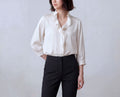 Silk Ruffle V Neck Shirt