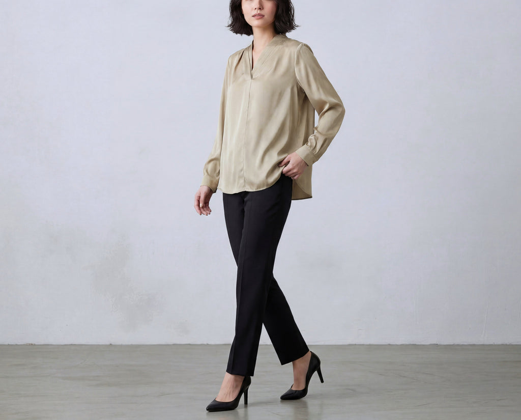 Silk Blend V Neck Shirt
