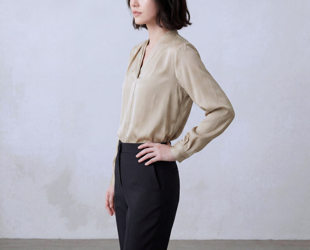 Silk Blend V Neck Shirt