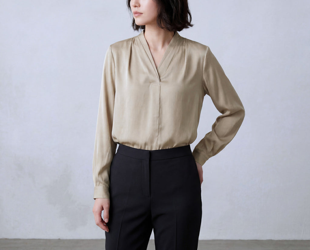 Silk Blend V Neck Shirt