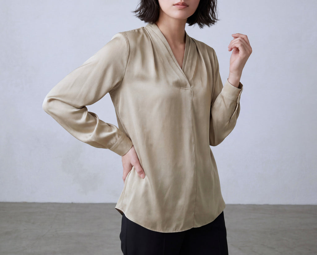 Silk Blend V Neck Shirt