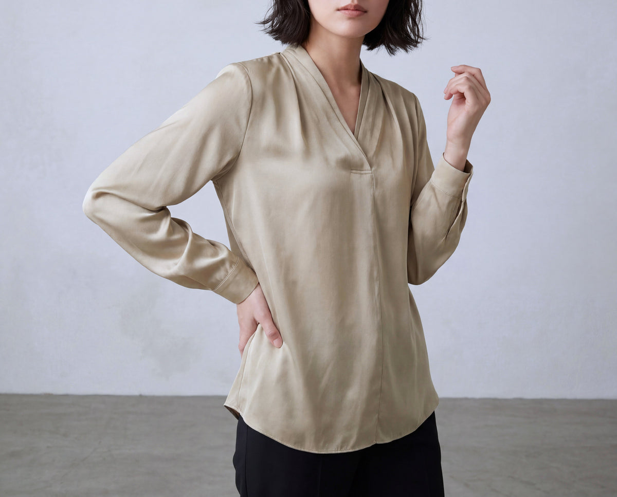 Silk Blend V Neck Shirt