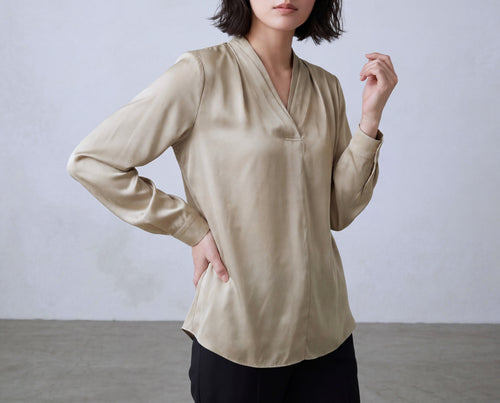 Silk Blend V Neck Shirt