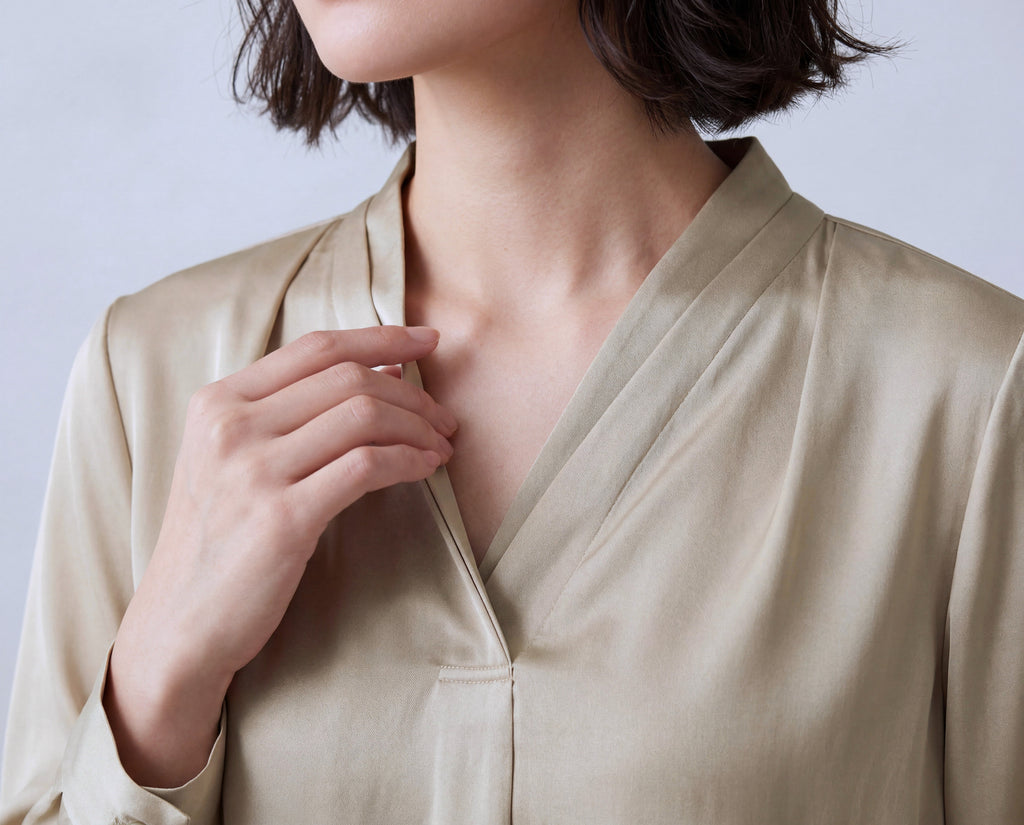 Silk Blend V Neck Shirt