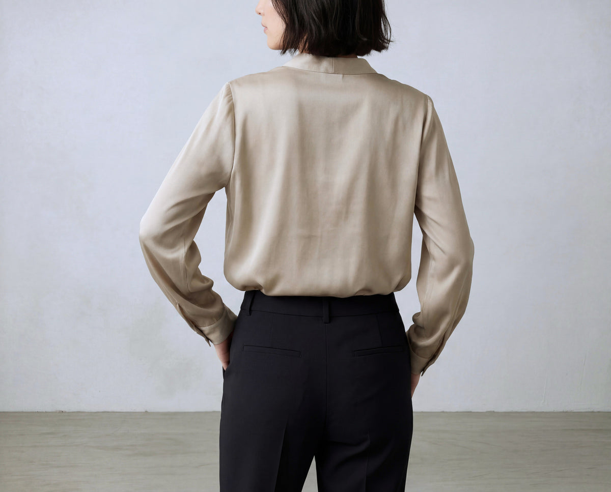 Silk Blend V Neck Shirt