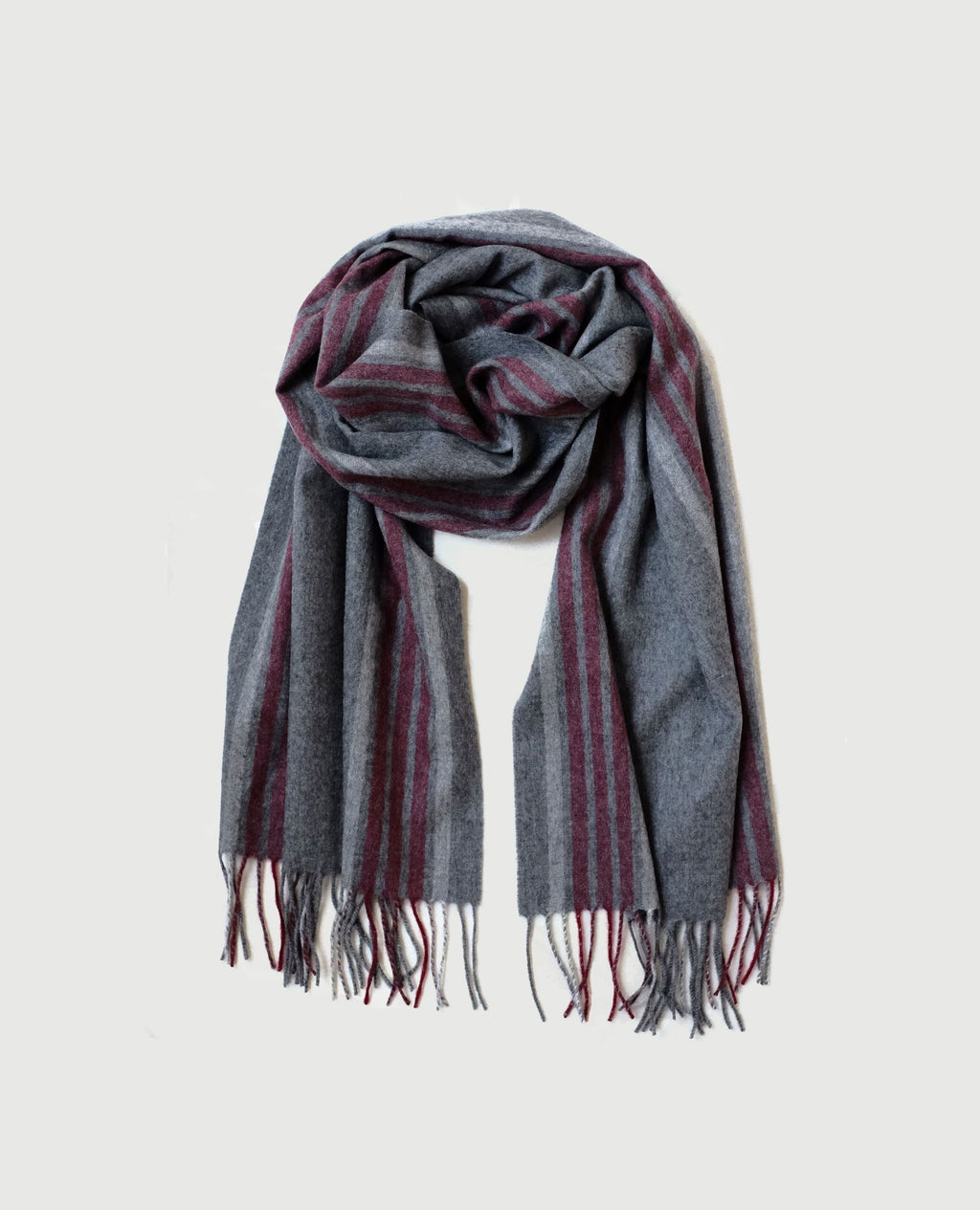 Superfine Striped Cashmere Scarf, Grey