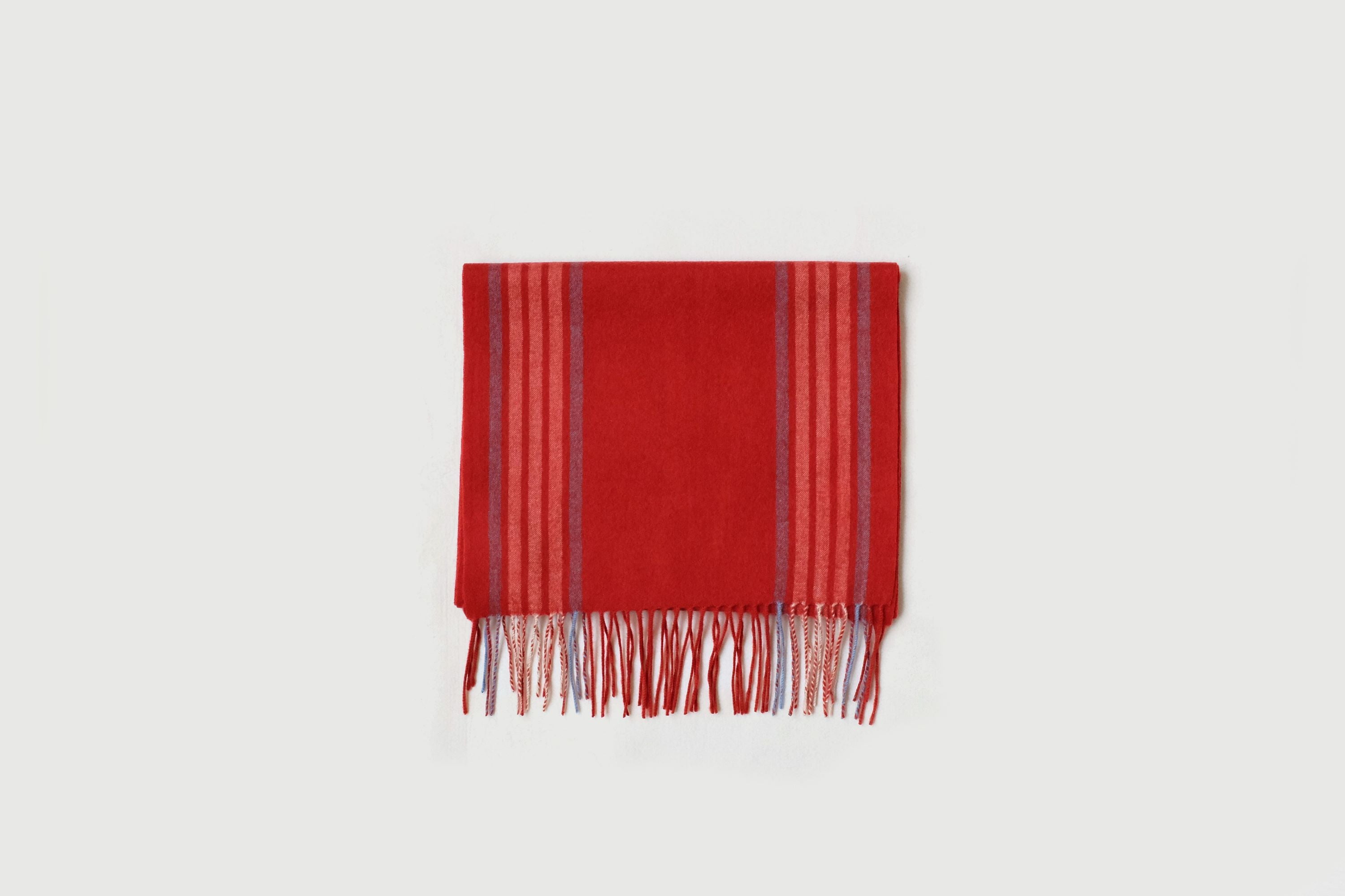 Superfine Striped Cashmere Scarf, Red