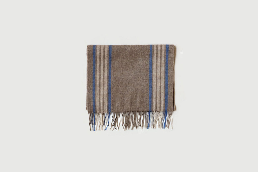 Superfine Striped Cashmere Scarf, Taupe