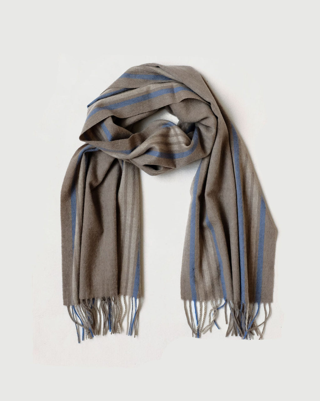 Superfine Striped Cashmere Scarf, Taupe